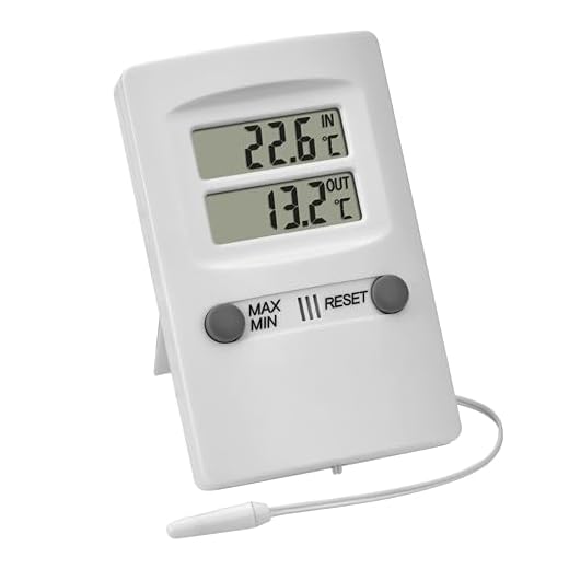 TFA Dostmann digital termometer för inne/ute termometer, högsta och lägsta mätvärden, kontroll av frys/akvarium, digital termometer med kabelgivare, 30.1009