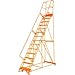 Ballymore Co Inc Perforated 24"W 15 Step Steel Rolling Ladder 21"D Top Step W/Handrail Lock Step Orange - FS154021P-O