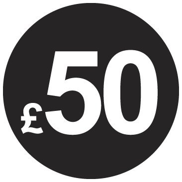 £ Black Price Stickers - 20mm, £50, 2000 — image 1