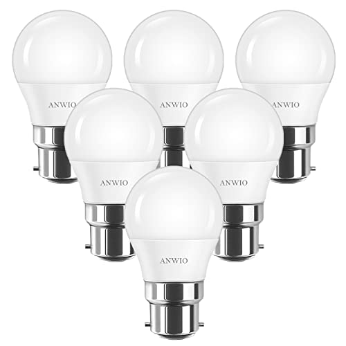 ANWIO 4.5W Ampoules LED Bayonnate G45, 470Lumen, 6500K Blanc Froid, Equivalent à Ampoule Incandescence 40W, Non-Dimmable, Lot de 6 Cover
