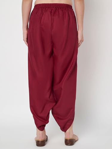 Image of 9rasa Women's Cotton Solid Harem Dhoti Pants for Casual FusionWear Workwear