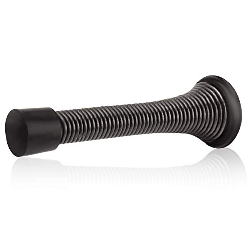 Image of HOMOTEK 30 Pack Oil Rubbed Bronze Spring Door Stops,3-1 /8 inch Heavy Duty Door Stop - Flexible Spring Door Stopper with Low Mounted Black Rubber Bumper Tips