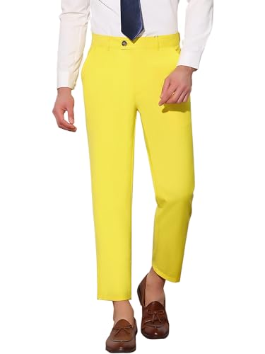 Lars Amadeus Men's Formal Pants Flat Front Skinny Office Prom Cropped Dress Pants