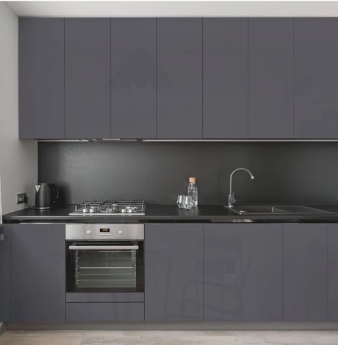 Image of ONETON Glossy Drk Grey Contact Paper Decorative Self Adhesive Counter Top Peel and Stick Wallpaper for Kitchen Cabinets Shelf Drawer Liner Desk Dresser (DRK Gry Glossy WP, 12x80 inch)