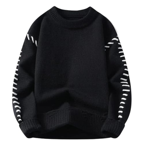 Men Crew Neck Loose Wool Pullovers Sweater Long Sleeve Casual Soft Warm Knit Jumper