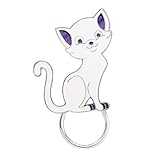SENFAI White cat Magnetic Clip Holder Eyeglass Holder Brooch Jewelry (cat)