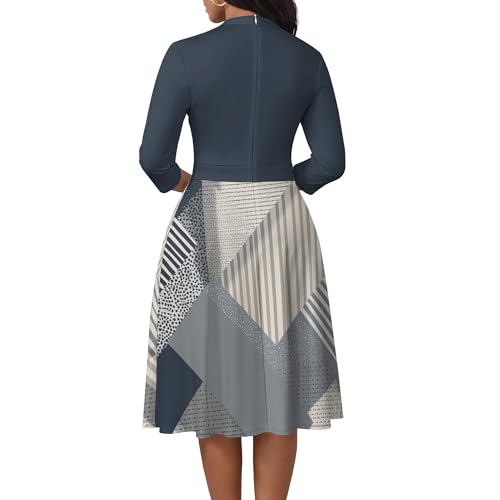 Image of PinkPatty Women's Casual A-line Midi Dresses 3 /4 Sleeve V Neck Fit and Flare Dress with Pockets