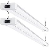 Sunco Lighting LED Shop Lights for Garage Workshop 4FT, Plug in Linkable Utility Fixtures, 40W=260W, 5000K Daylight, 4100 LM, Frosted, Workbench, Pull Chain, Hanging/Mounted, ETL Energy Star 2 Pack