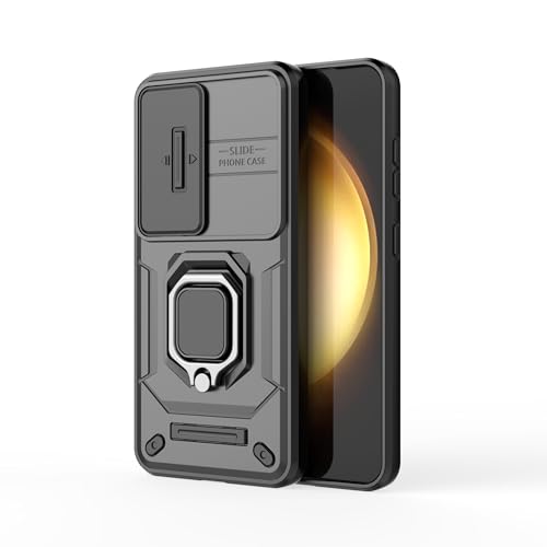 Image of TPU+PC Camshield Pro Case With Slide Camera Protection And Ring Stand Bumper Back Case Cover For Samsung Galaxy S25 Plus 5G (Black)