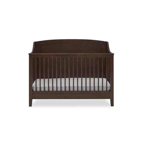 Image of Campbell 6-in-1 Convertible Crib Walnut Espresso | GREENGUARD Gold Certified Baby Bed with Adjustable Mattress Levels & Expanding Modes | Elegant, Safe, Durable Nursery Furniture (140x76x107 cm)