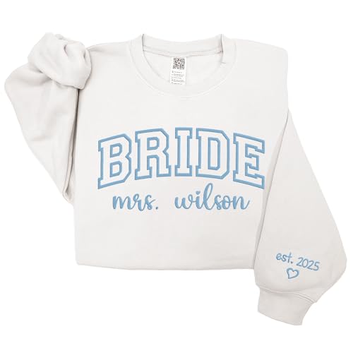 Custom Embroidered Mrs Sweatshirt, Future Mrs, Bride Sweatshirt, Personalized Mrs. Last Name Pullover, Engagement, Bachelorette Wedding Gifts For Bride, Gifts For Wife, Her