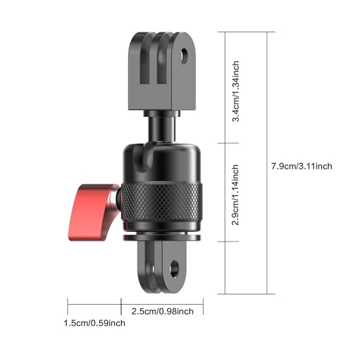 Image of 360 Rotation Ball Head Swivel Mount for GoPro & Action Cameras | Aluminum Adjustable Ball Joint Vertical Bracket Tripod Adapter with Locking Knob | Compatible with GoPro, Insta360, DJI Action