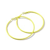 Pendientes de aro de gran tamaño (7 cm) para mujer, aros de metal grandes y coloridos | Joyería de moda retro ligera, Large, Metal, Sin piedra preciosa