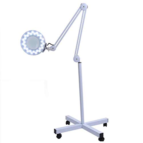 Lampe loupe 5X mains libres HJMMWT avec support de plancher à roues pour esthétique