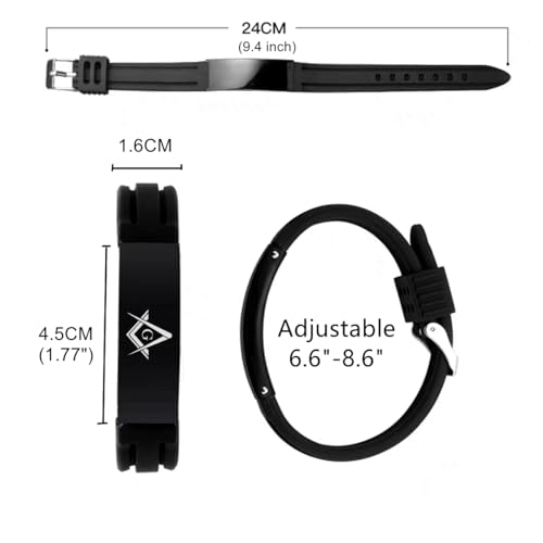 Pulsera Masonic para Hombre con Símbolo Masónico Ajustable miniatura 3