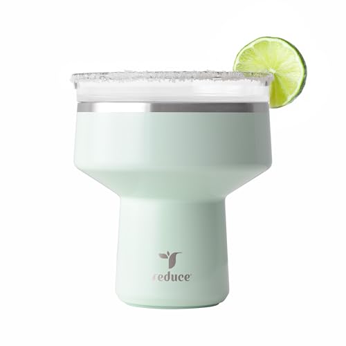 REDUCE Saltini 16 oz Cocktail Tumbler - Insulated Margarita Tumbler with Lid - Keeps Drinks Cold for 10 Hours - 360 Sippable Martini Glass Alternative - Shatterproof, Perfect for Parties - Sea Glass