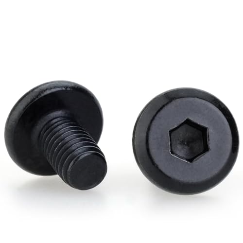 M4 x 15mm 40 Pcs Flat Round Head Hex Socket Cap Screws, 304 Stainless Steel Bolts, Fully Threaded, Black Oxide Finish with hex Wrench, Furniture, DIY, 3D Printing