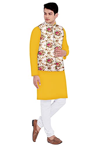 Image of Os mens kurta pyjama with nerhu jacket combination of baap-beta & father and son's | 100% cotton kurta pyjama | Nerhu jacket satin material