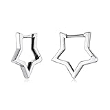 BISAER 925 Sterling Silver Star Hoop Earrings for Women Hypoallergenic Small Sleeper Tragus Hoop Earrings Cartilage Jewelry Gifts