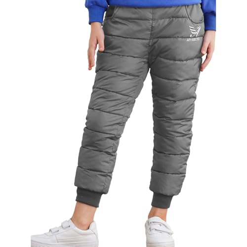 JanJean Kids Boys Girls Snow Pants Fleece-Lined Padded Pants Windproof Warm Trousers Outdoor Skiing Skating Snowsuit