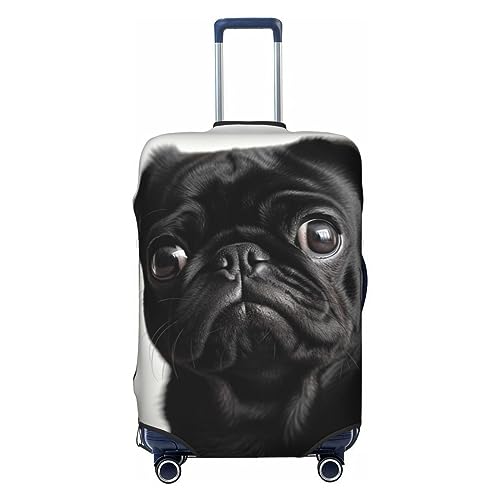 Cute Black Pug Dog print Travel Luggage Cover Elastic Washable Suitcase Cover Baggage Protector For 18-32 Inch Luggage
