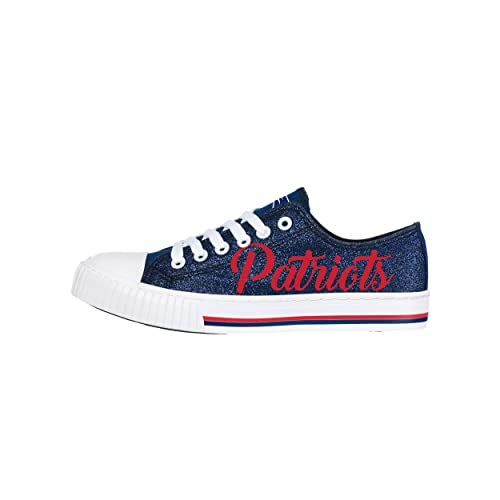 Image of FOCO Womens NFL Team Logo Ladies Fashion Color Glitter Low Top Canvas Sneakers Shoes