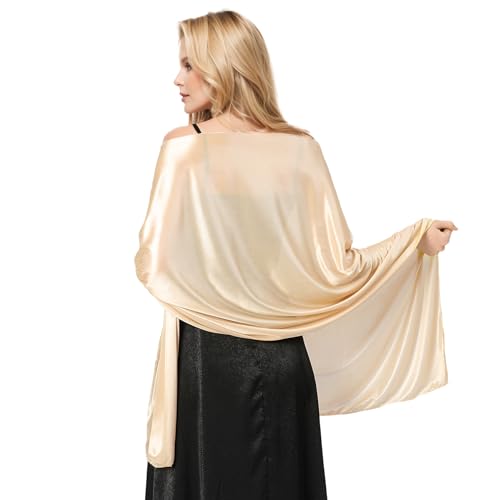 MUQU Women Shawls and Wraps for Evening Dresses Wedding Lightweight Soft Sheer Crepe Shawl