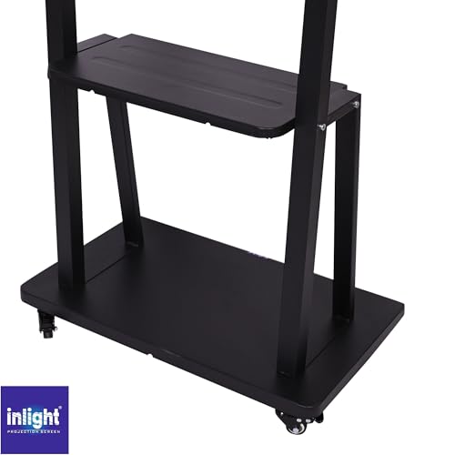 Image of Inlight Rolling /Mobile TV Cart with Wheels for 32-65 Inch LCD LED 4K Flat Screen TVs, TV Floor Stand with Shelf Holds Up to 70 Kgs | Adjustable Height Trolley Max VESA 610 x 410 mm