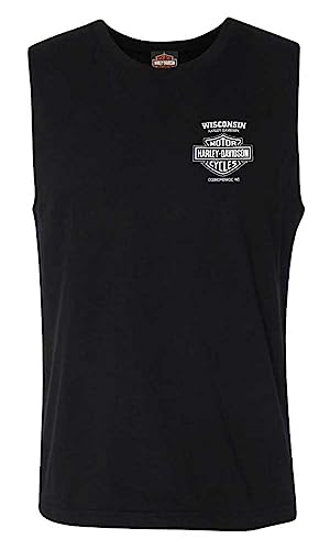 Harley-Davidson Men's Lightning Crest Sleeveless Cotton Muscle Shirt, Black