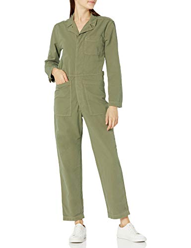 Lucky Brand Women's Long Sleeve Zip Up One Pocket Surplus Jumpsuit, Romaine Green, L
