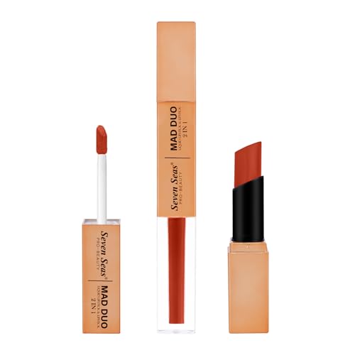 Image of Seven Seas 2in1 Non-Transfer | Smooth Texture | Hydrating | Long Lasting | Water-Proof | Full-Coverage Mad Duo Liquid Lipstick & Lipstick (Roof Terracotta, 4ml,3g)