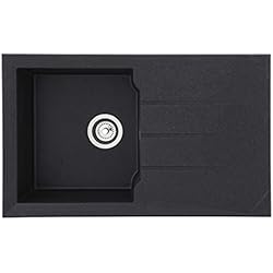 Fregadero 82 X 49 respekta ALINEO81X50S - Fregadero (81 x 50 cm), color negro