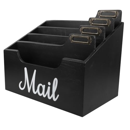 Organiseur de courrier en bois authentique, compartiments de rangement nobles - 2