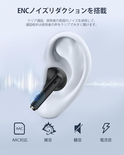【2025新型 Bluetooth5.4】AOKIMI ワイヤレスイヤホン bluetooth イヤホン ブルートゥース 小型/軽量 ぶるーとぅーす V12 Hi-Fi 最大36時間再生 CVC8.0/ENC/AAC IPX7防水 タッチ式音量調整 片耳/両耳0812(ブラック)