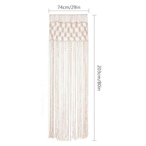 ANBOO Makramee Wandbehang Boho Deko Handgemachte Gewebte Wandteppich Boho Makramee Vorhang Tür für Hochzeit Hintergrund Fenstervorhänge, 203cm (L) x 74cm (W)