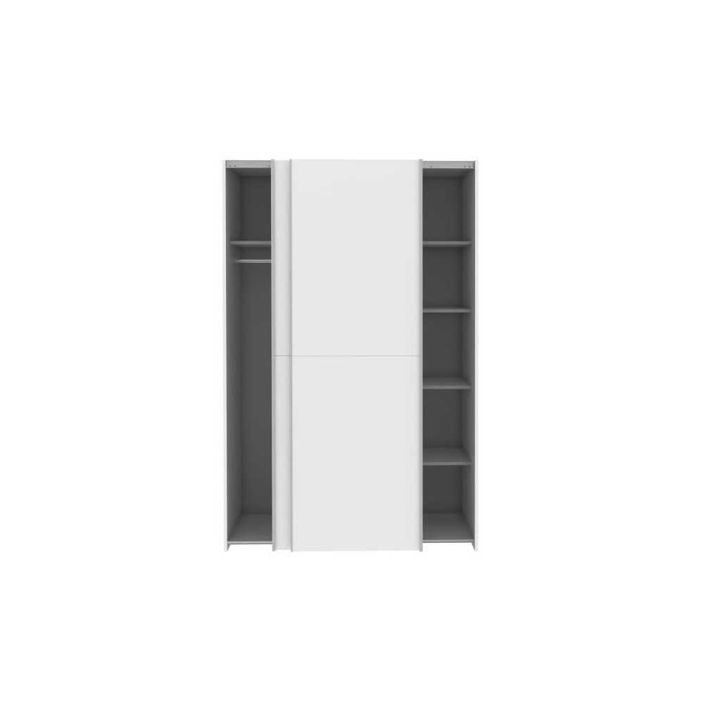 FORTE OZZULA Schrank 120, Kleiderschrank Weiß, Schwebetürenschrank, Schlafzimmerschrank Modern 2-türig mit Einlegeböden und Kleiderstange, 120 cm breit x 190.5 cm hoch x 61 cm tief
