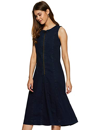 Image of Amazon Brand - Symbol Women's A-line One Piece Midi Length Denim Dress