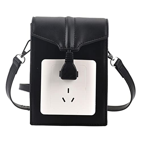 Kreative Sockelschnalle Design Umhängetasche, Crossbody Bag Handy Brieftasche Geldbörse, Frauen PU-Leder Handtasche mit verstellbarem Riemen, Noir , Code Cover