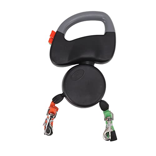 lyrlody Correa Retráctil para Perros, 3 Metros, Doble Correa para 2 Perros, Cuerda Reflectante, Negro