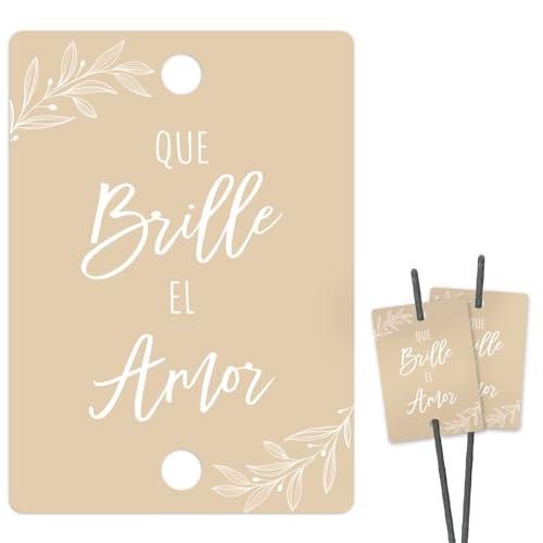 100Pcs Étiquette Espagnole “Que Brille el Amor” pour Cierge Magique Mariage