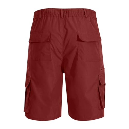Image of Cargo Shorts for Men,Summer Casual Elastic Waist Big Tall Baggy Shorts Lightweight Hiking Short with Multi Pockets