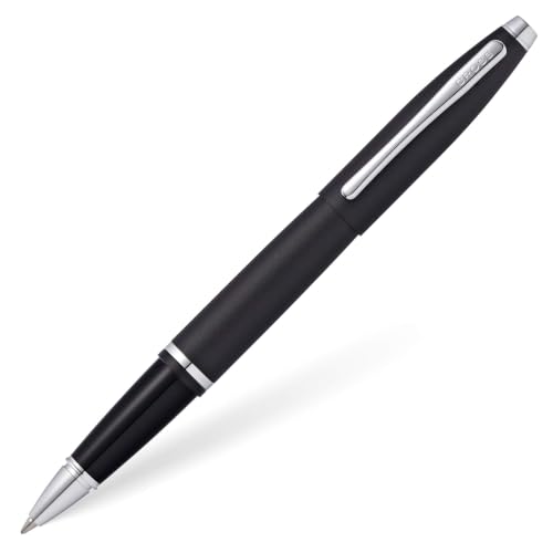 Image of Cross Calais Matte Black Refillable Rollerball Pen - Medium Point, Black Ink, Smooth Writing, Presented in a Luxury Gift Box