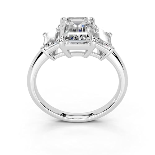 1-5 Carat 14K 18K Gold Platinum Emerald Cut 4 Prong Three Stone Lab Grown Diamond Ring, Engagement, Anniversary, Wedding, IGI Certified, Promise Rings for Women (1-5 Ct, F-G Color, VS1-VS2 Clarity)2