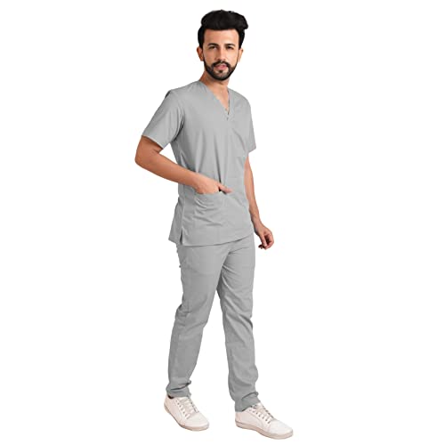 Image of TrendyUniform Unisex Regular Fit Polyester Cotton Scrub Suit for Componder| V-Neck Top and Drawstring Pant |Half Sleeves Hospital Uniform for Doctors, Nurses and Dentist, OT