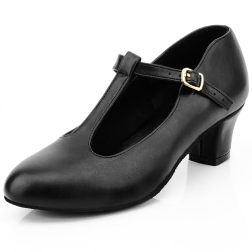 Women's Character Shoes Non-Slip Latin Salsa Ballroom Dance Heels T-Strap Wedding Pumps