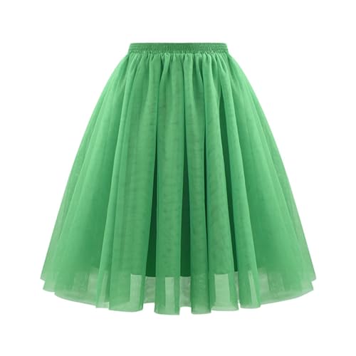 Falda de malla plisada suave y drapeada de longitud media, talla grande, falda acampanada, Gn2., L