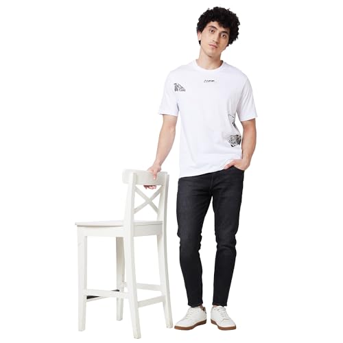 Image of Spykar Men's Comfort Fit N /A Half Sleeve Solid Casual T-Shirt