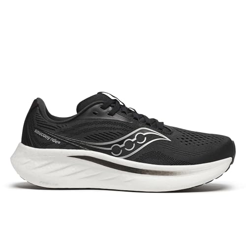 Saucony T&ecirc;nis masculino Ride 18, Preto/branco, 42