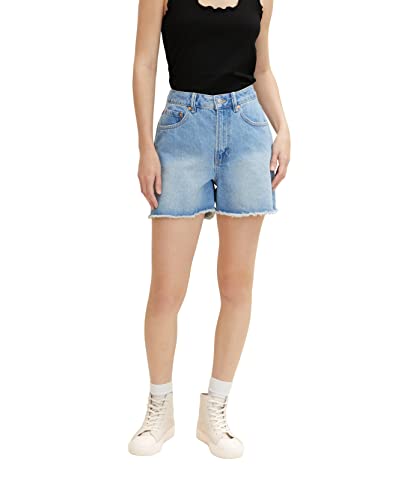 Short en jean Bermuda moderne Tom Tailor Denim à taille haute ajustable en toile résistante