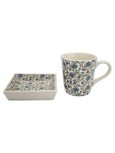 Image of Miah Decor Ceramic Coffee Mugs Set with Serving Platter, Handmade Stoneware